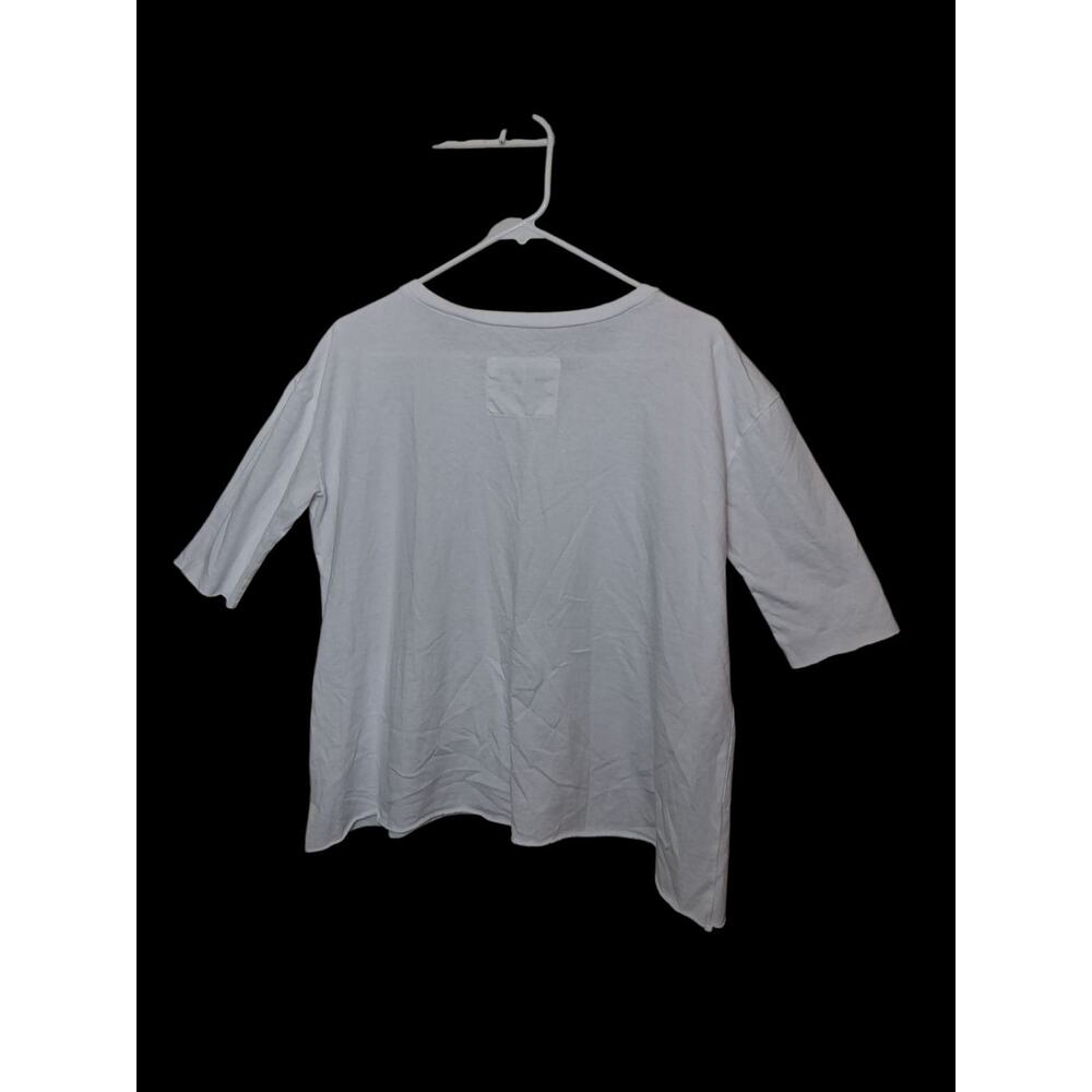 Frank & Eileen White Tee Shirt Raw Hem & Sleeve Size L NEW with Flaw Coastal - Picture 2 of 8